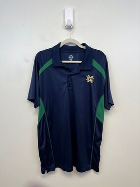 Rivalry Threads Men's Navy and Green Notre Dame Golf Shirt Size L